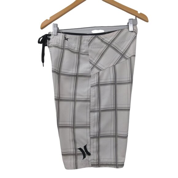 Hurley Boardshorts‎ Swimsuit Swim Trunks Mens 29 White Gray Check Beach Pool - Picture 4 of 9